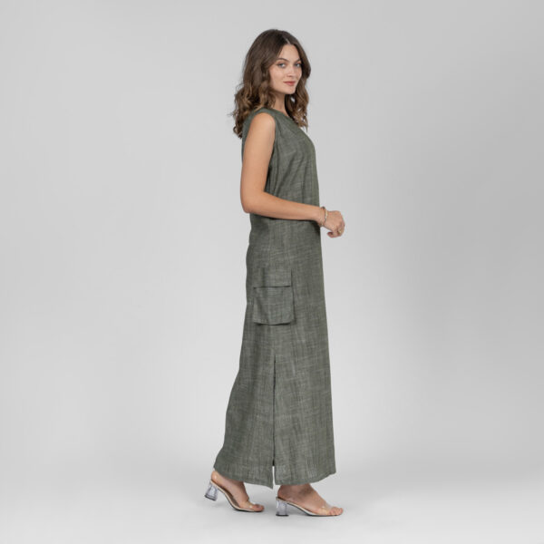 Linen dress with 2 pockets - Image 3