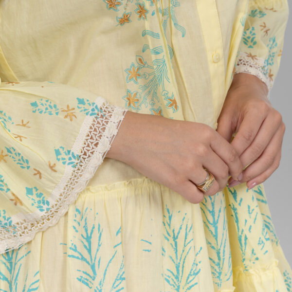 Handmade Embroidery Yellow Dress - Image 3