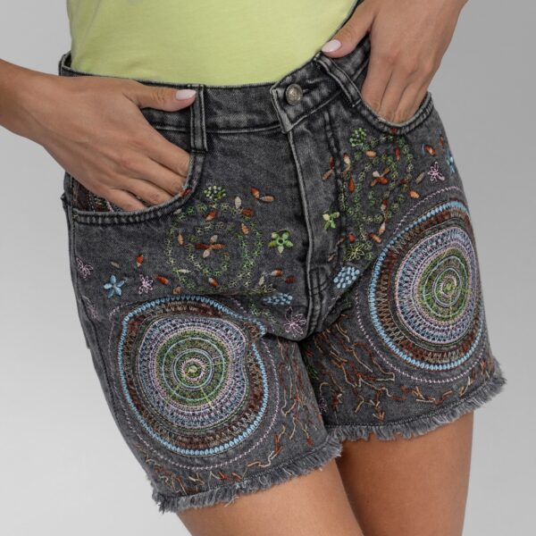 Embroidered Denim Shorts - Image 2