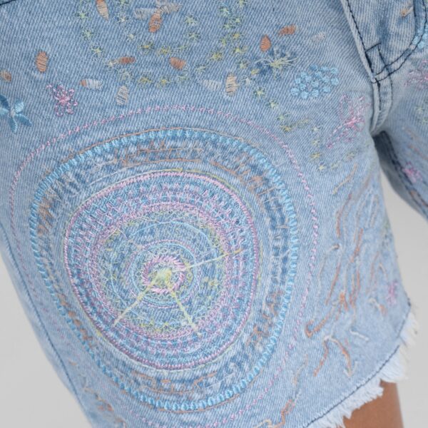 Embroidered Denim Shorts - Image 6