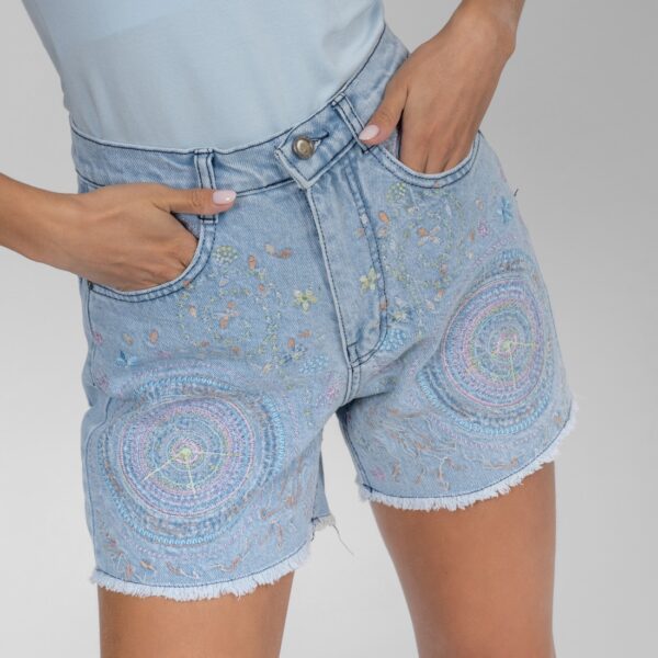 Embroidered Denim Shorts - Image 5